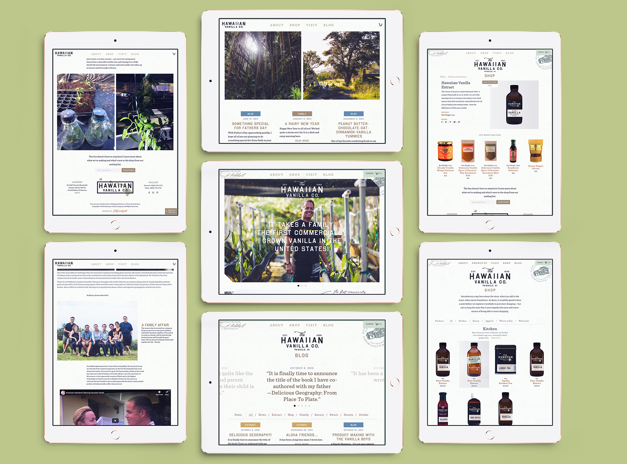 Hawaiian Vanilla Company website on iPads